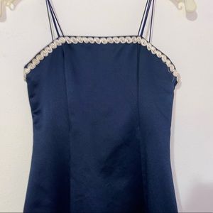 long dark blue dress